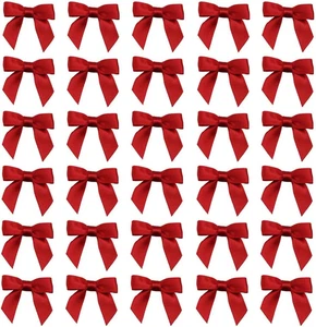 50Pcs Red Satin Ribbon Mini Bows 1.5" for Crafts Sewing Scrapbooking Wedding Gif - Picture 1 of 4