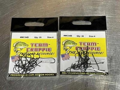 2 Team Crappie прогрессивный Cam-Action крючки размер 4 кол-во 20 #MC34B - Изображение 1 из 2