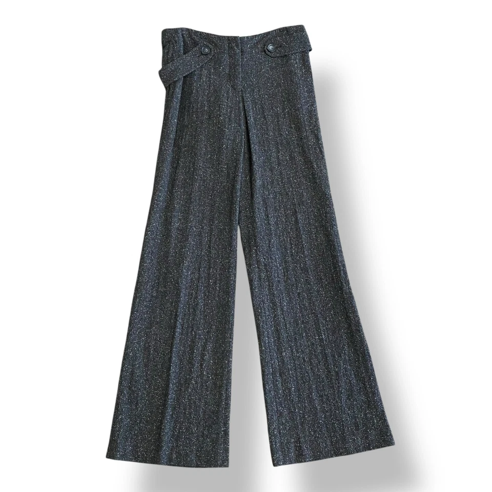 Grayson Wool Silk Wide-Leg Pants Women’s 6 Black Speckled High Waist Office - Image 1 of 4