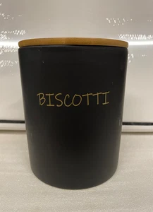 BELLINTAVOLA BISCOTTIERA IN CERAMICA NERA TAPPO IN LEGNO Diametro cm 13x16,5 h - Foto 1 di 3