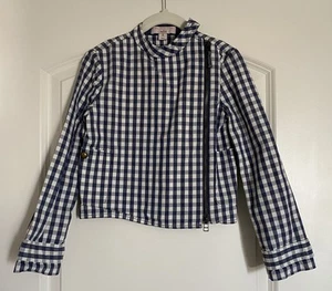 Stella McCartney For GAP Gingham Moto Jacket Size Medium 8 - Picture 1 of 4
