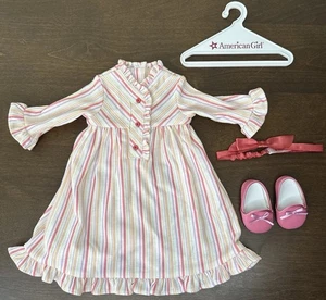 Kit’s Striped Nightie American Girl Kit Outfit Pjs Nightgown Pajamas Complete - Picture 1 of 14