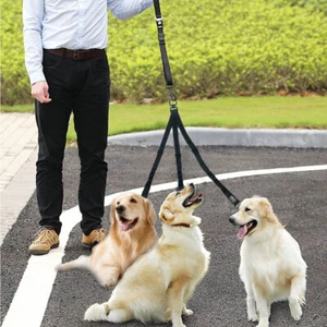 Nylon 3 Way Dog Lead&Handle Triple Splitter/Coupler Bungee Leash for Three Dogs - Picture 1 of 12