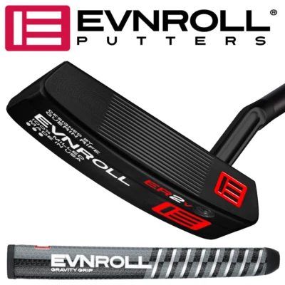 EVNROLL ER2V BLACK SHORT SLANT MID BLADE PUTTER 33" +GRAVITY PUTTER GRIP - Image 1 of 4