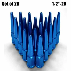 Blue 4.5" Long Spike Lug Nuts 1/2"-20 RH Thread SCM Steel Fit Chevy C10 G10 5BL1 - Picture 1 of 9