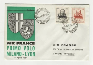 AIR FRANCE 1964 primo volo Milano - Lyon timbres sur lettre /L4717 - Imagen 1 de 2