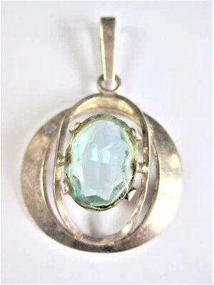 Ciondolo Argento 835 Con Topazio Blu, 4,91 G - Immagine 1 di 3