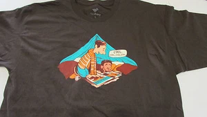 Adult Size Large Brown Short Sleeve Graphic Father Son Camp Out T-shirt Tee Fury - Picture 1 of 3