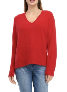 Biltmore 100 % Kaschmir V-Ausschnitt Pullover rot Damen Medium Luxus $ 179 neu - Bild 1 von 3