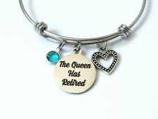 The Queen has Retired Bracelet with Birthstone, Funny Retirement Gift Friend