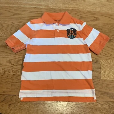 Cherokee Orange White Striped #6 Polo Shirt Boys Size XS Age 6 yr Phineas & Ferb - Image 1 of 4