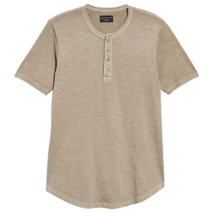 Goodlife xxl round neck Henley short sleeve t shirt timber scallop hem preppy - Picture 1 of 10