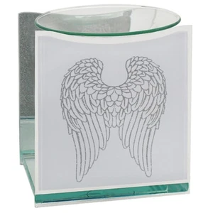 Angel Wings Glass Fragrance Oil Burner & Tealight Holder Candle Wax Melt Warmer - Picture 1 of 3