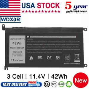 3-Cell 42Wh WDXOR WDX0R Battery for Dell Latitude 3180 3190 3300 3379 3380 3390 - Picture 1 of 9