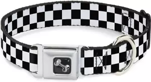 Buckle Down Seatbelt Style 1" Dog Collar Med 11" - 16.5" B&W Checker Adjustable - Picture 1 of 10