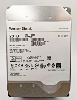WD DC HC650 20TB WSH722020ALE604 SATA 3.5in HDD - Image 1 of 4