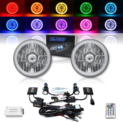 5-3/4 RF RGB SMD LED Color Change Halo Shift Angel Eye 6000K HID Headlights Pair - Image 1 of 4