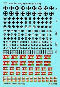 Calcomanías deslizantes de agua con marcas y banderas de Austria-Hungría 1/300-1/600 Primera Guerra Mundial - Imagen 1 de 2