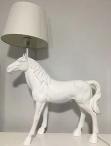 Resin Hand Painted Horse Lamp White - Picture 1 of 11