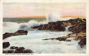 Postkarte ICH: Brandung am Eulenkopf, Rockland, Maine, antik WB 1920er Jahre - Bild 1 von 2