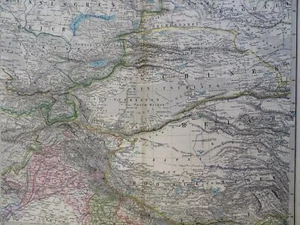 Asia Central Tíbet China Gobi Desierto Norte India 1899 Habenicht mapa detallado - Imagen 1 de 4