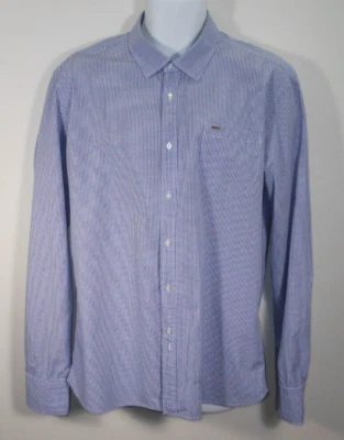 Scotch & Soda blue/white micro plaids long sleeves dress shirt. #SD817-KW4 Foto 1 de 4