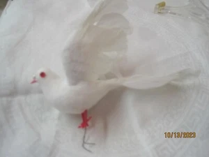 Vintage foam & feathers Christmas Ornament white Dove Bird #30 - Picture 1 of 3