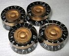Les Paul Control Knob Set  Gold & Black 4 Controls with numbers Customs SG NEW