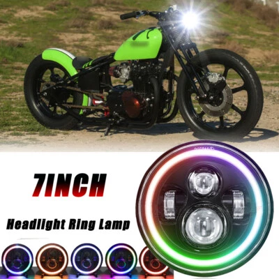 For Kawasaki 440 454 550 750 1000 LTD Motorcycle 7" RGB LED Headlight NWE Lamp - Image 1 of 4