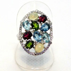 Opal Granat Chromdiopsid Blautopas CZ Ring 925 Silber 585 WG vergoldet 17,8mm 56 - Bild 1 von 4