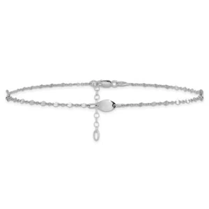 14K Solid White Gold Anklet Bracelet - Picture 1 of 4