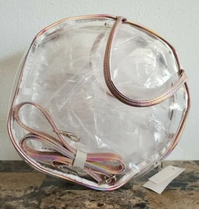 Women's Pink Round Clear Bag/Purse with Long Strap - Picture 1 of 2