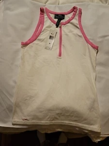 Ralph Lauren Active White Pink Half Zip Sleeveless Shirt Women's Size M (A30) - Picture 1 of 2