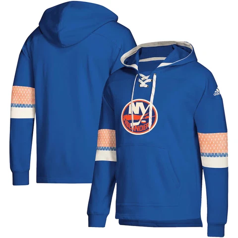New York Islanders adidas Hoodie Men Small Lace-Up NHL Pullover Sweatshirt Blue Cover