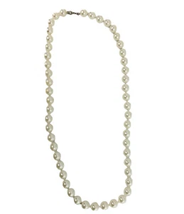 Vintage 24" Faux weiße Perlen Strang Halskette mit Karabinerverschluss Modeschmuck - Bild 1 von 4