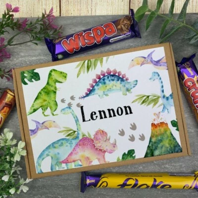 Personalised Dinosaur Chocolate Bar Box, Chocolate Gift, Goodie Box, Treat Box - Image 1 of 4