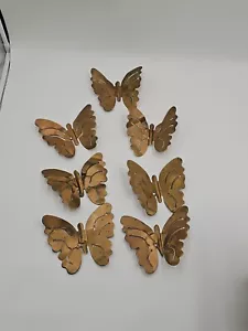Lotto 7 farfalle vintage ottone metallo arte parete rame vernice patina boho anni 70 - Foto 1 di 4
