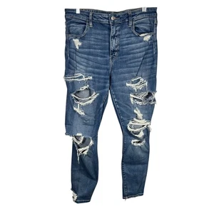American Eagle NE(X)T Level Stretch Ripped Distressed Skinny Jeans Size 14 - Picture 1 of 15