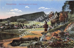 AK Postkarte Riesengebirge Ober-Hermsdorf mit Kynast - gelaufen 1919 - Bild 1 von 2