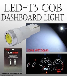 10 pcs LED COB T5 White Ash Tray Dashboard Gauge Direct Plugin Light Bulbs Y103 - Bild 1 von 7