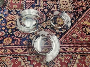 Vintage Etched Glass 8" Plates, Set Of 8 Floral - Picture 1 of 4