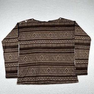 Camisa LRL Lauren Jeans Co Para Mujer’s L Cuello Redondo Hombro Botones Geométrico Marrón - Imagen 1 de 8