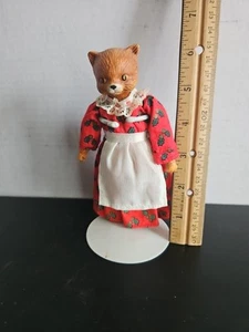 Silvestri Ceramic Cat Figure Red Dress - Picture 1 of 5