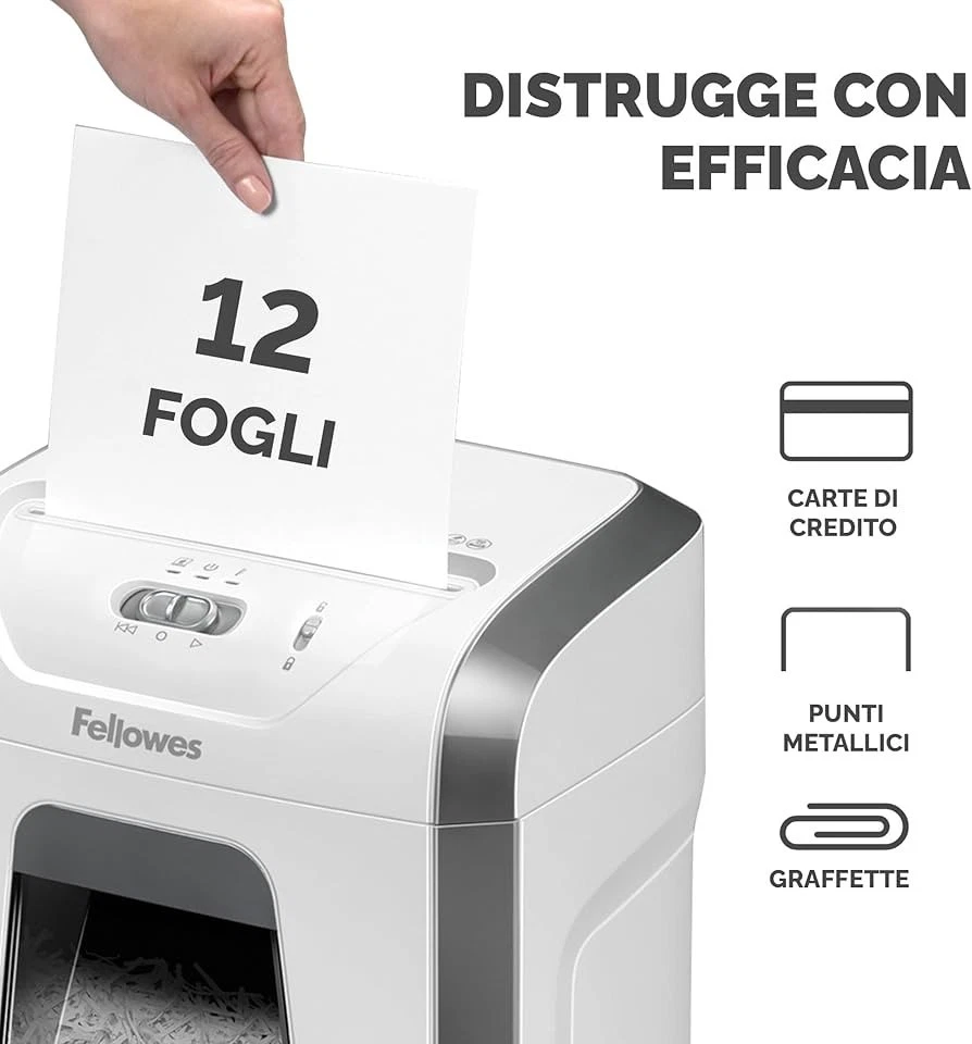 Fellowes 5020101 distruggi documenti FS-12C a frammento 12 fogli per uso dome