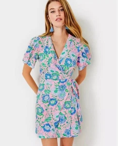 Nuevo con etiquetas Vestido Lilly Pulitzer Sailynn Mameluco Envolvente Concha Rosa Rumor Tiene Talla M - Imagen 1 de 10