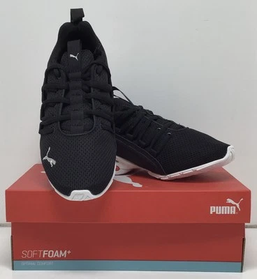 Puma SoftFoam+ Boys Axelion Mesh Jr Shoes in Black and Red Size 4C - Image 1 of 4