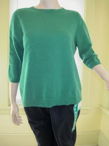 Talbots 100% Pure Cashmere Green Crew-neck Sweater 3/4 sleeve Size 2XP EUC - Picture 1 of 4
