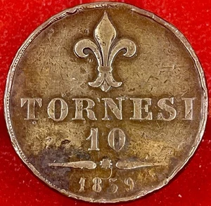Moneda Italia REGNO DUE SICILIE 10 tornesi 1859 Francesco II di Borbone - Imagen 1 de 2