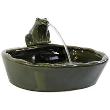 Frog Glazed Ceramic Outdoor Solar Water Fountain - 7 in by Sunnydaze