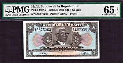 Haiti 1979 One Gourde TYVEK Pick-230Aa GEM UNC PMG 65 EPQ - Image 1 of 2